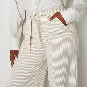 NWT Worthington Cream Striped Wide-Leg Pants